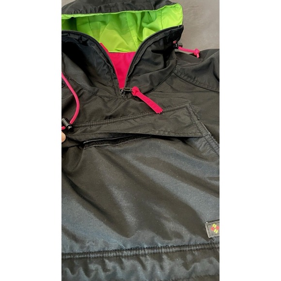 Vintage Columbia Jacket Mens Small Black Pink Green Bugaboo 90s Windbreaker - Picture 6 of 15